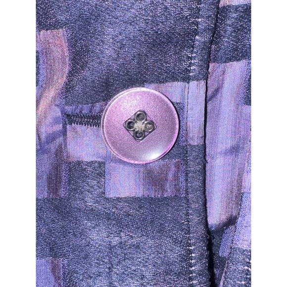 Vintage Y2K 90s Linen Jacket Womens Small All Over Print Purple Fairy Rave Disco - Picture 9 of 11